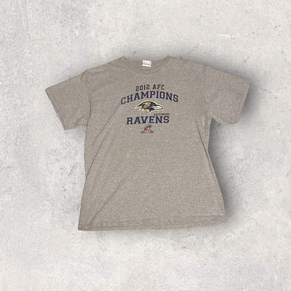 NFL Team Apparel 2012 AFC CHMAPIONS BALTIMORE RAVENS Gray T-Shirt Men’s XL - Picture 1 of 3